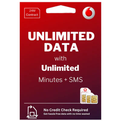 Vodafone Unlimited Data + Calls + SMS - 24 Month Contract - £24 per month